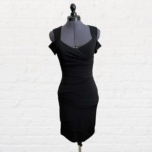 Bodycon Cold Shoulder Black Dress, White House Black Market, Size 2